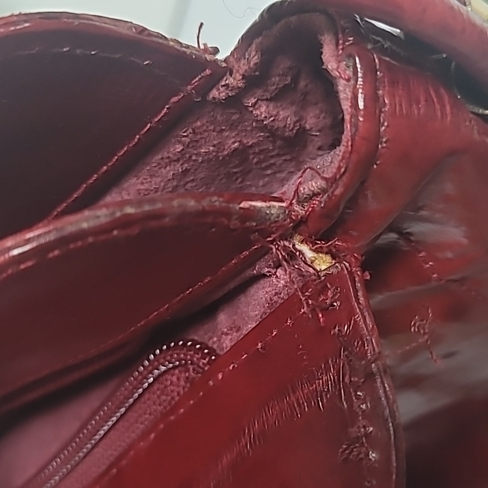 VINTAGE Elegant Red EEL SKIN Leather Made In Korea Shoulder Bag - Picture 14 of 16
